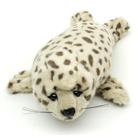 Uni-Toys Phoque Gris à Pois - 32 cm Longueur - Peluche Phoque - Doudou