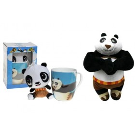 DreamWorks Heroes Ensemble cadeau en forme de panda en peluche 20 cm et tasse en céramique avec peluche de 17 cm à lintérieu