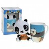 DreamWorks Heroes Ensemble cadeau en forme de panda en peluche 20 cm et tasse en céramique avec peluche de 17 cm à lintérieu