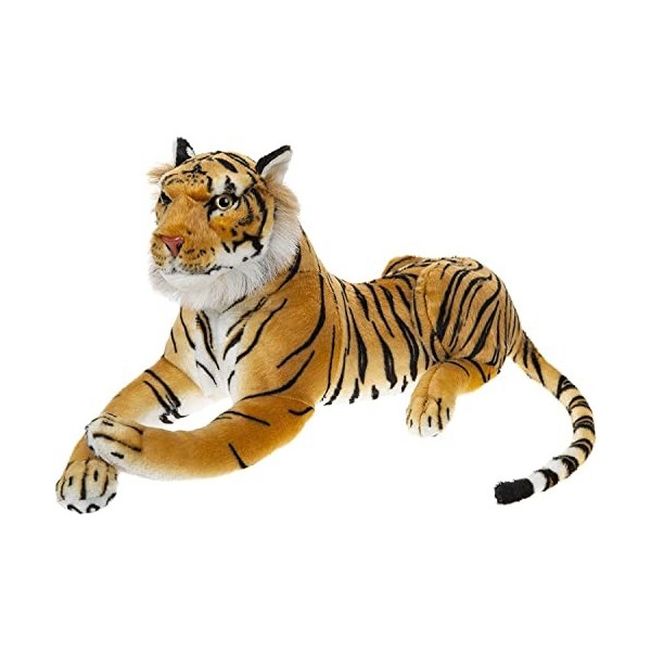 PMS VFM - Tigre Orange 60 cm Jouet pour Chat de la Jungle Jouet Super câlin de Luxe en Peluche avec tête moulée Équipage câli