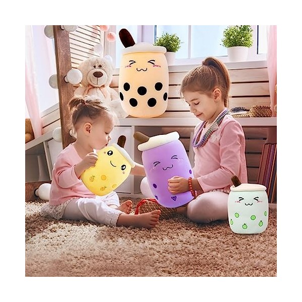 JAWSEU Bubble Tea Peluche Boba Doudou Poupées en Peluche Coussin Décoratif Créatif Boba Oreiller en Peluche de Thé Au Lait Ta