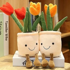 OUKEYI Jouet en peluche tulipe - Plantes succulentes - Oreiller en peluche - Motif plantes mignonnes et douces - Cadeau de No