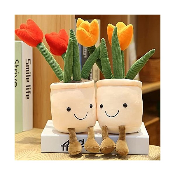 OUKEYI Jouet en peluche tulipe - Plantes succulentes - Oreiller en peluche - Motif plantes mignonnes et douces - Cadeau de No