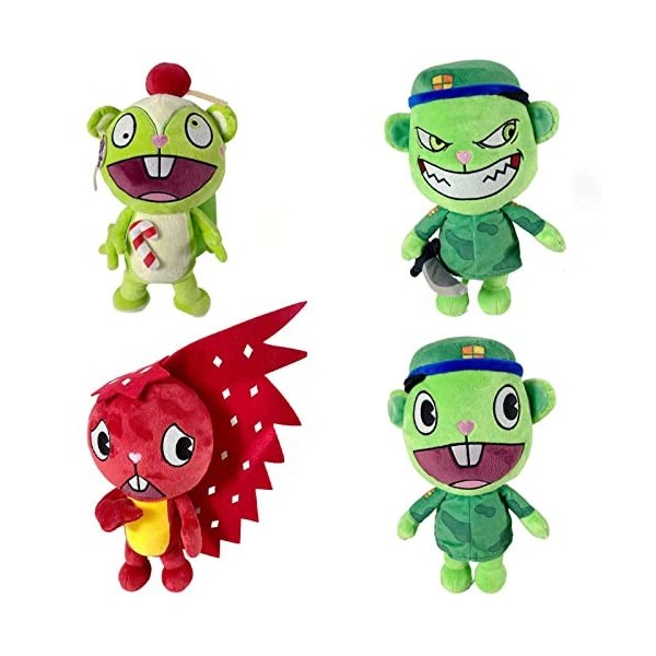 Anime HTF Happy Tree Friends Jouet en Peluche, Flaky Flippy Fliqpy Nutty Plushie Figure Cartoon Animal en Peluche Poupée Douc