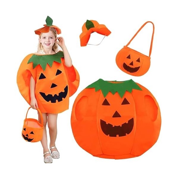 DERAYEE Costume Citrouille dHalloween Déguisement Petite Citrouille Bébé Enfant pour Halloween Cosplay Carnaval