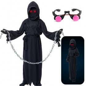 Cnexmin Deguisement Faucheuse Enfant Costume Faucheuse Enfant Grim Reaper Robe Noire la Faucheuse Costume Deguisement Hallowe