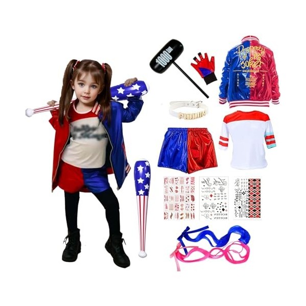 JMOCD Harley Costume Cosplay Enfant, 120 CM 