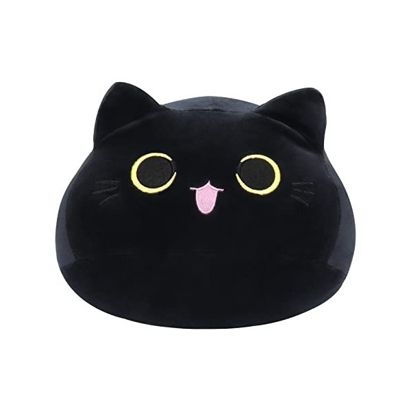 Chat en Peluche Jouet Danimaux en Peluche, Oreiller en Peluche Chat Noir Coussin de Canapé en Peluche Mignon Poupée de Chat 