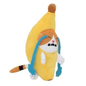 Peluche de Chat en Forme de Banane Pleurant, Poupée Oreiller en Peluche Forme de Banane Triste, Animal en Peluche