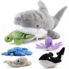 PREXTEX Set de Peluches Requin en Peluche de 15 Pouces / 38 Centimètres avec 5 Animaux Marins en Peluche Qui Incluent Une Pie