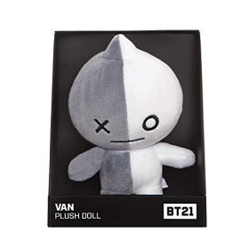Aurora Produits Officiels BT21 signés World, Peluche Van, Petit modèle, 61331, Gris et Blanc