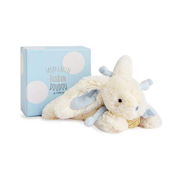 Doudou et Compagnie - Doudou Lapin Bonbon - Boite Cadeau - Bleu - 25 Cm - Doux - Idée Cadeau de Naissance Fille et Garçon - G