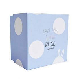 Doudou et Compagnie - Doudou Lapin Bonbon - Boite Cadeau - Bleu - 25 Cm - Doux - Idée Cadeau de Naissance Fille et Garçon - G