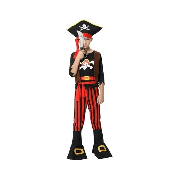 AlagiFun Costume de pirate pour enfants, ensemble de déguisement de jeu de rôle de pirate dHalloween pour garçons de 3 4 ans