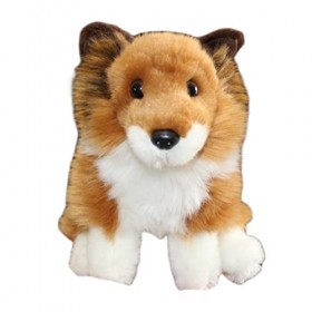 LuLezon Mignon chien Shetland Peluche Oreiller en Peluche Jouet 17 cm Kawaii Shetland Sheepdog Peluche Border Collie Chiot Or