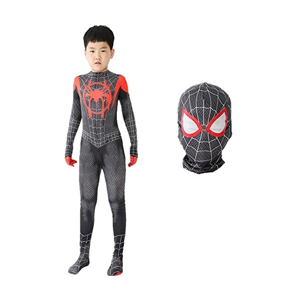 Formemory Déguisement Spiderman Enfant, Costume de Superhéros, Super Héros Cosplay, 3D Spandex Lycra Jumpsuit Araignée Set Av