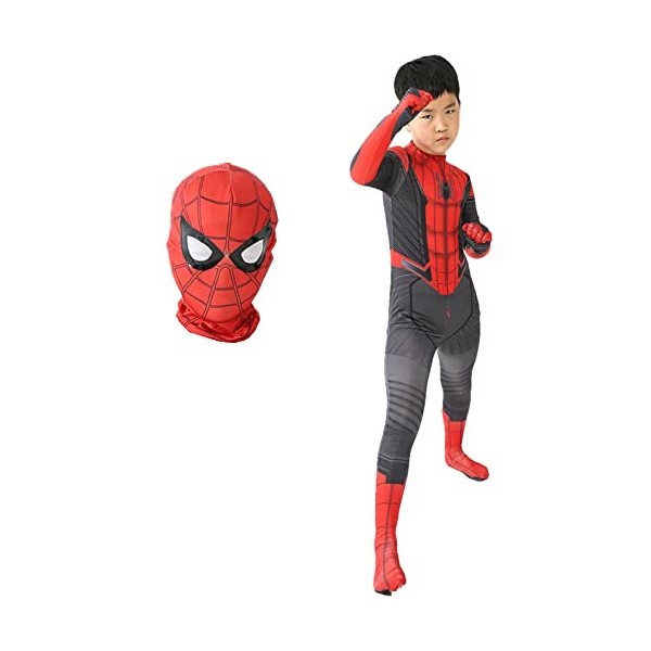 Formemory Déguisement Spiderman Enfant, Costume de Superhéros, Super Héros Cosplay, 3D Spandex Lycra Jumpsuit Araignée Set Av