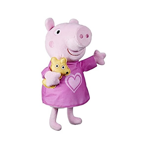 Peppa Pig Peppa Berceuse Peluche chantante avec Ourson, 3 chansons, 3 Phrases, à partir de 3 Ans, Multicolore