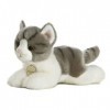 AURORA MiYoni - Chat tigré en Peluche pour Enfants - Gris et Blanc - 20 cm