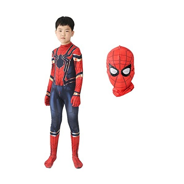 Formemory Déguisement Spiderman Enfant, Costume de Superhéros, Super Héros Cosplay, 3D Spandex Lycra Jumpsuit Araignée Set Av