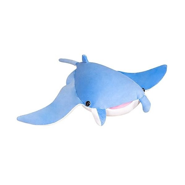 Herfair Animal marin Manta Ray - Peluche poisson - Peluche douce rembourrée pour enfants - Bleu ciel - 45 cm