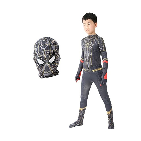 Formemory Déguisement Spiderman Enfant, Costume de Superhéros, Super Héros Cosplay, 3D Spandex Lycra Jumpsuit Araignée Set Av