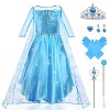 URAQT Robe Elsa Enfant de Princesse, Costume Princesse avec Accessoires de Baguette Magique Princesse Couronne, Déguisement d