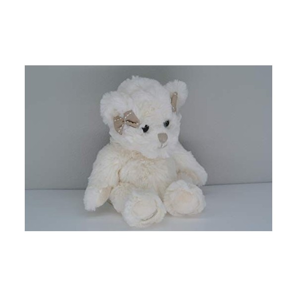 Bukowski Peluche ourson Caroline h21cm blanc avec noeuds beige