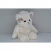 Bukowski Peluche ourson Caroline h21cm blanc avec noeuds beige