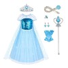 URAQT Robe Elsa Enfant de Princesse, Costume Princesse avec Accessoires de Baguette Magique Princesse Couronne, Déguisement d