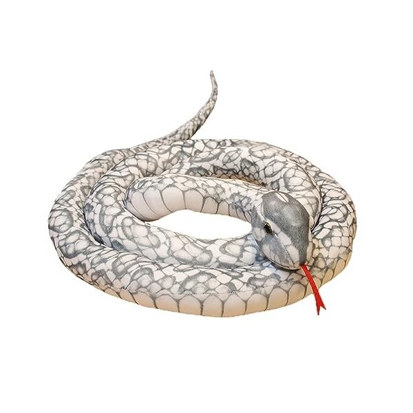 Serpent en Peluche Géant 110 cm 200 cm Faux Serpent Boa Jouet Doux et Moelleux Idée Cadeau pour Enfants et Adultes Noir-Serp