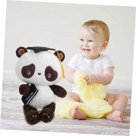 ibasenice Poupée Panda Animal en Peluche dans Le Chapeau Panda avec Chapeau De Graduation Poupée en Peluche De Remise des Dip