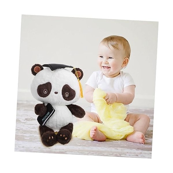 ibasenice Poupée Panda Animal en Peluche dans Le Chapeau Panda avec Chapeau De Graduation Poupée en Peluche De Remise des Dip