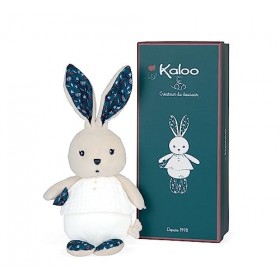Kaloo - KDoux - Petits Pantins Lapin Nature - Blanc & Bleu - Matière Lange - Peluche - 20cm - Dès la naissance, K969954