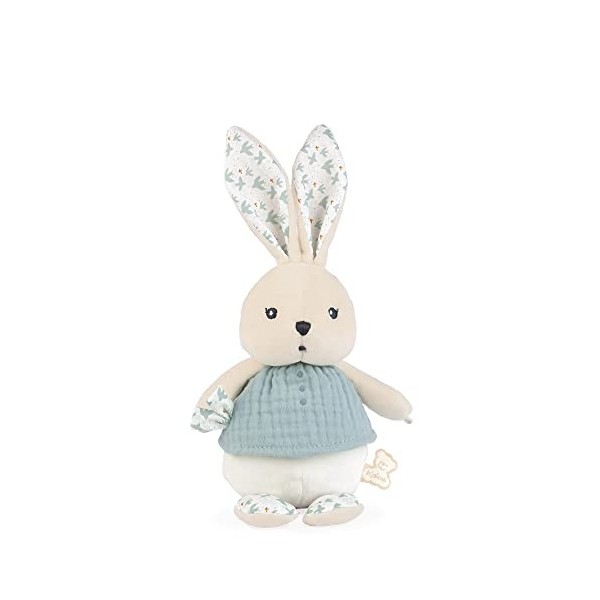 Kaloo - KDoux - Petits Pantins Lapin Nature - Blanc & Bleu - Matière Lange - Peluche - 20cm - Dès la naissance, K969954