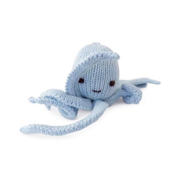 Purity Hand-Knitted Octopus Soft Toy made from Organic Cotton Pale Blue 