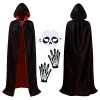 GEEKEO Cape Halloween Enfant Cape de Vampire e Gants Squelette, Garçon Fille Cape à Capuche, Noire Rouge Cape de Vampire Réve