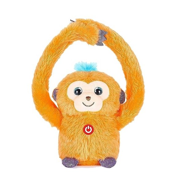 Brigamo Peluche Singe Singe dansant et parle selon ce que vous dites – Voir vidéo orange 