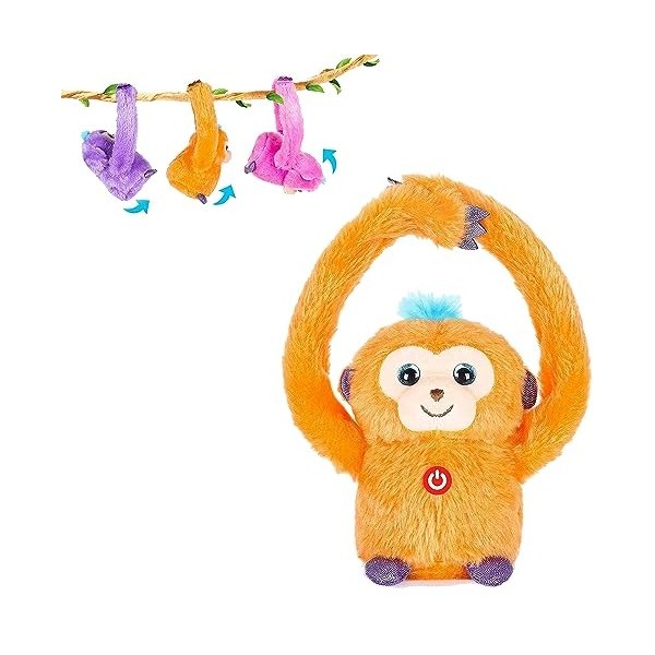 Brigamo Peluche Singe Singe dansant et parle selon ce que vous dites – Voir vidéo orange 