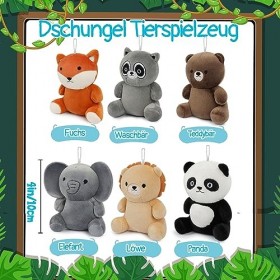 Yamepuia Lot de 6 mini peluches de 10 cm - Petits animaux en peluche - Porte-clés - Animaux en peluche - Mini jouets en peluc