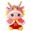 Alasum Jouet De Poupée Dragon du Zodiaque Chinois Poupée en Peluche Dragon du Nouvel an Chinois 2024 Année du Dragon Animal e