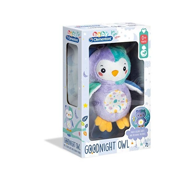 Clementoni - 17268 - Peluche Lumineuse Hibou - Jouet bébé - Peluche Interactive avec Musique, 0 Mois et Plus Multicolore