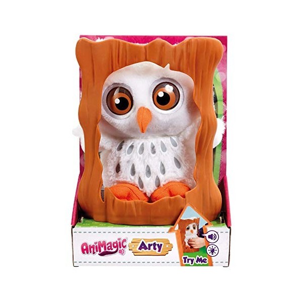 Animagic Goes Wild Arty Owl et Arbre en Peluche Douce avec Sons et lumière Multicolore