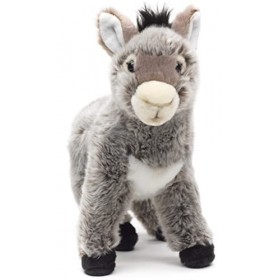 Uni-Toys - Âne Gris, Debout – 28 cm Hauteur – Âne en Peluche – Doudou en Peluche
