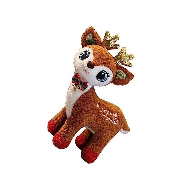 Abaodam Peluche De Noël Peluches Mignonnes à Décoration De Noël Figurine De Cerf Animaux en Peluche Moelleux Ornement De Cerf