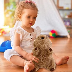 Qepakui Peluche Castor,Peluche Castor de mer réaliste Marron - Convient pour canapé, Voiture, lit, terrasse, décoration exqui