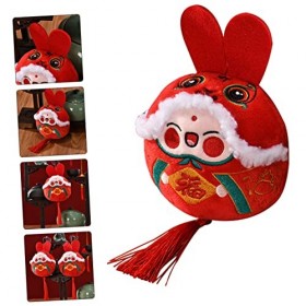 ABOOFAN 4 Pièces Pendentif Lapin Lapin en Peluche Cadeaux du Souvenir Jouet en Peluche 2023 Année du Lapin Poupée Lapin Suspe