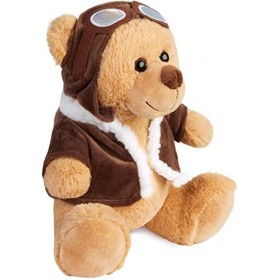 BRUBAKER Ours en Peluche Pilote avec Lunettes daviateur et Tenue de Pilote Marron - 25 cm Teddy en Uniforme daviateur - Our