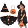 NHYDZSZ Citrouille Cape Halloween Deguisement, Cape de Sorcière DHalloween pour Enfants, Cape du Magiien Dhalloween avec Ch