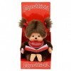 Sekiguchi 221561-Original Monchhichi Girl, Figurine Album Photo et Rubans, Animal en Peluche Brun denv. 20 cm, 221561, 0